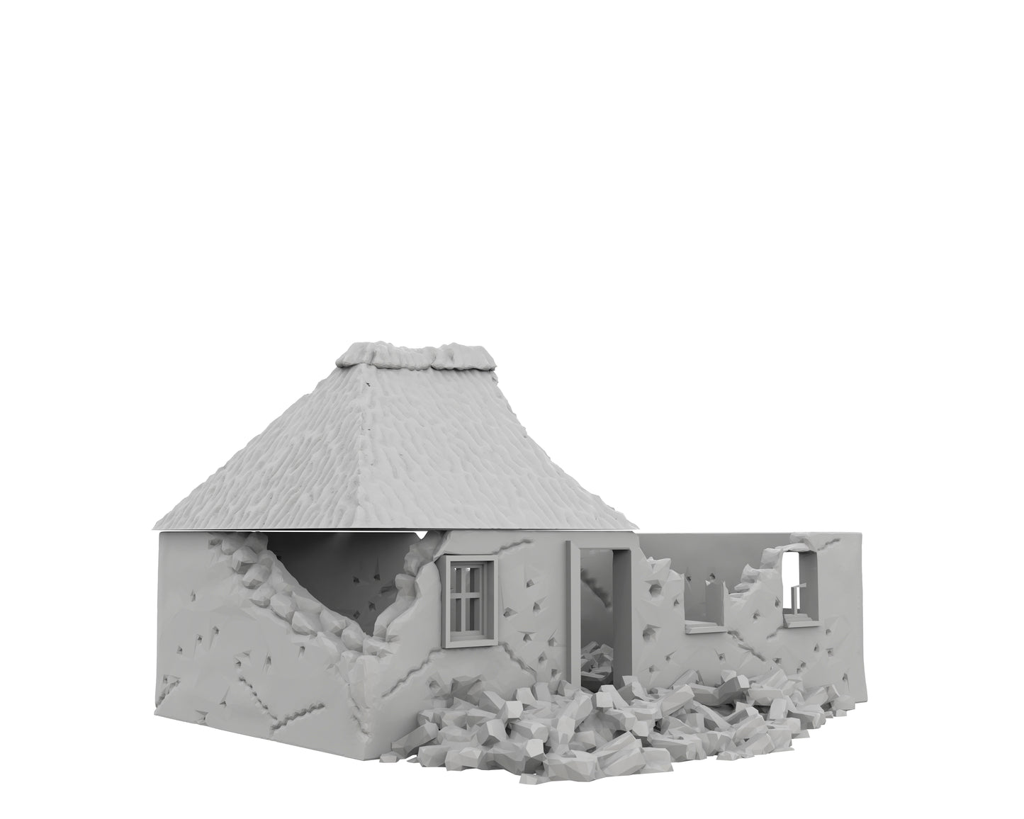 Maison toit de chaume détruite - 12-WWIIED07